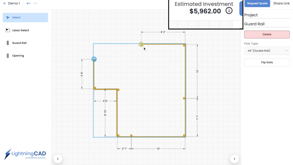 screenshot of Railing Designer